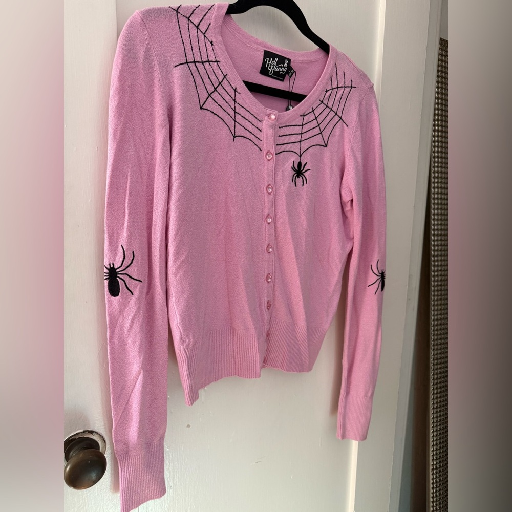 NWT Hell Bunny Pink Spider Cardigan Large - Picture 3 of 8